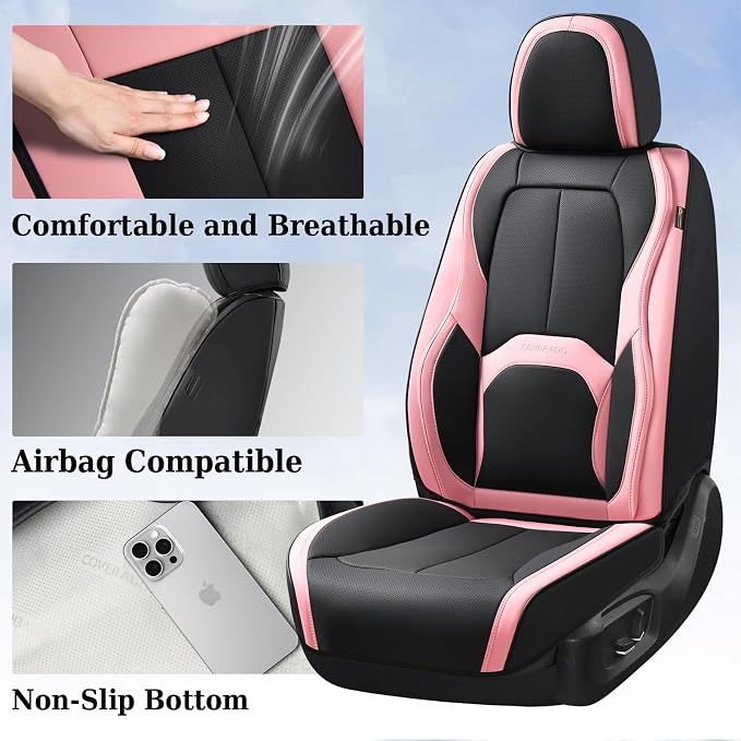 Universal Seat Covers — Front Seat — Black / Pink