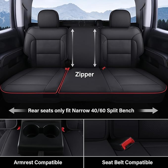 Faux Leather Seat Covers for Chevrolet Silverado / GMC Sierra — Full Set — Red