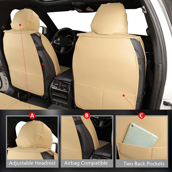Car Seat Covers — Front Seat — Beige