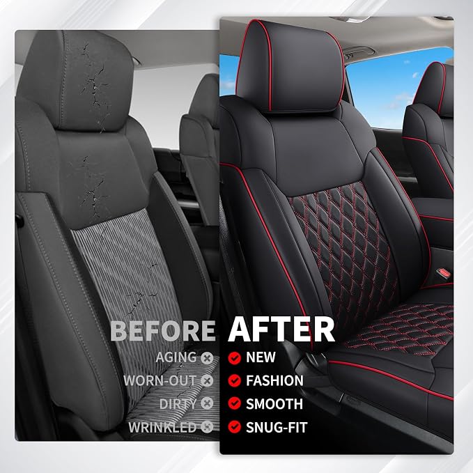 Seat Covers for Toyota Tacoma — Full Set — Black / Red
