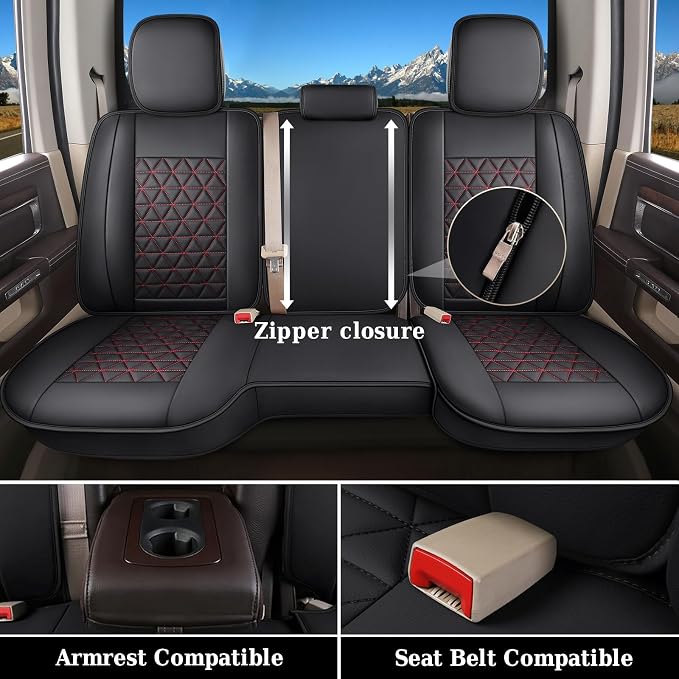 Seat Covers for Multiple Vehicles — Full Set — Black / Red