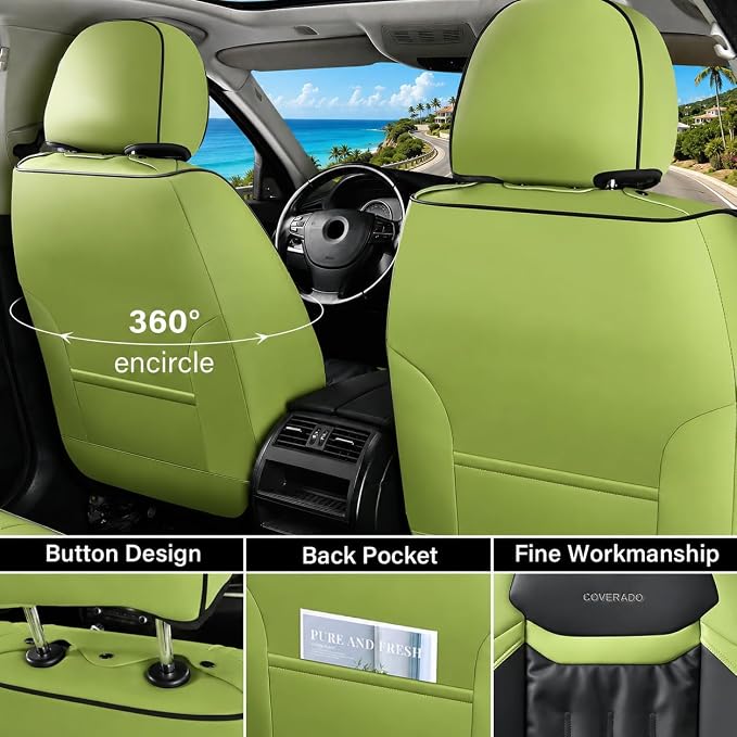 Universal Seat Covers — Front Seat — Green / Black