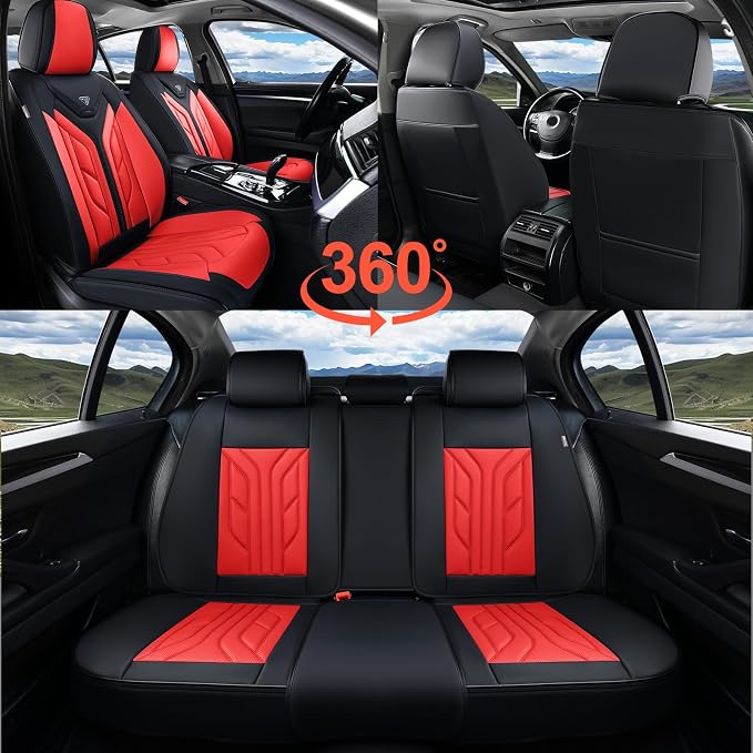 Universal Seat Covers — Full Set — Black / Red