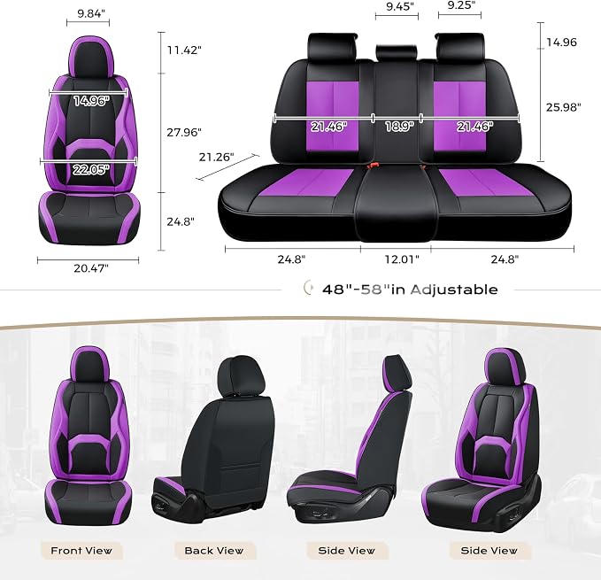 Universal Seat Covers — Front Seat — Black / Purple