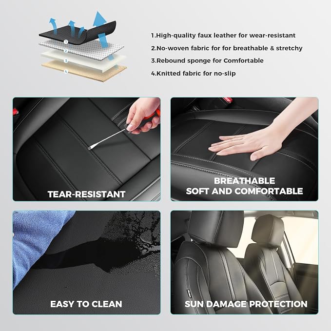 Faux Leather Seat Covers for Honda Civic — Full Set — Black