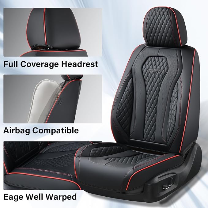 Universal Faux Leather Seat Covers — Front Seat — Black