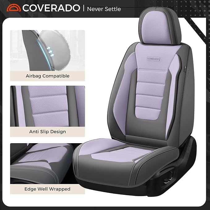 Universal Seat Covers — Front Seat — Gray / Purple