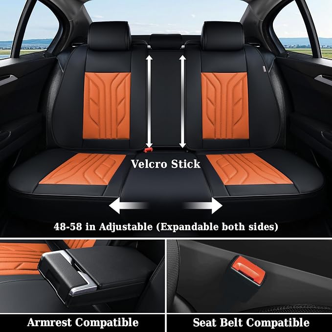 Universal Seat Covers — Full Set — Black / Orange