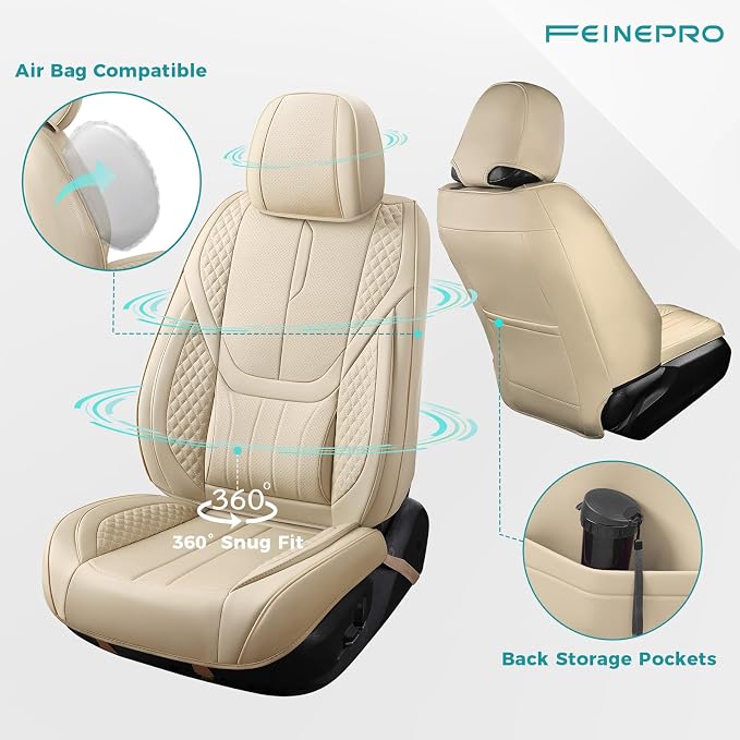 Universal Faux Leather Seat Covers — Beige