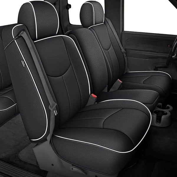 Seat Covers for Chevrolet Silverado / GMC Sierra — Full Set — Black / White