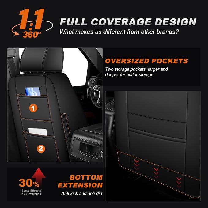 Faux Leather Seat Covers for Chevrolet Silverado / GMC Sierra — Full Set — Black
