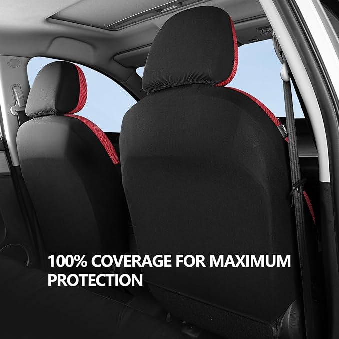Universal Fabric Seat Covers — Front Seat — Black / Red