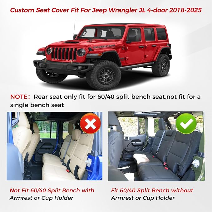 Seat Covers for Jeep Wrangler — Full Set — Black / Red