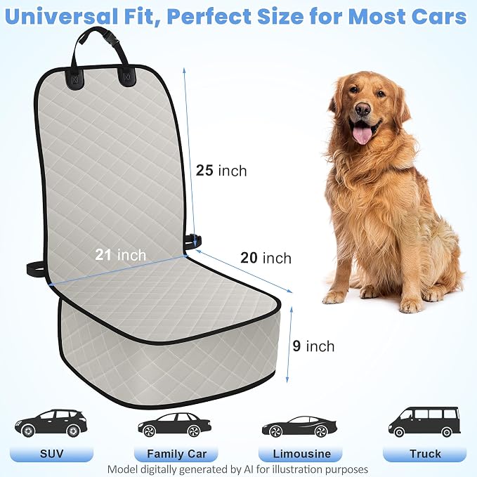 Pet Car Seat Protector — Front Seat — Beige