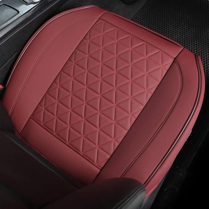 Universal Faux Leather Seat Covers — Front Seat — Black / Burgundy