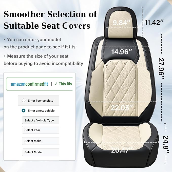 Universal Faux Leather Seat Covers — Full Set — Black / White
