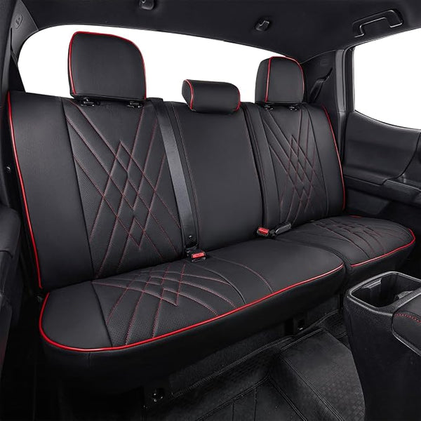 Faux Leather Seat Covers for Toyota Tacoma — Rear Seat — Black / Red