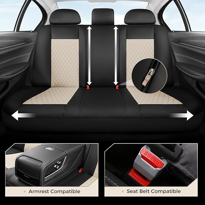 Universal Seat Covers — Full Set — Black / Beige