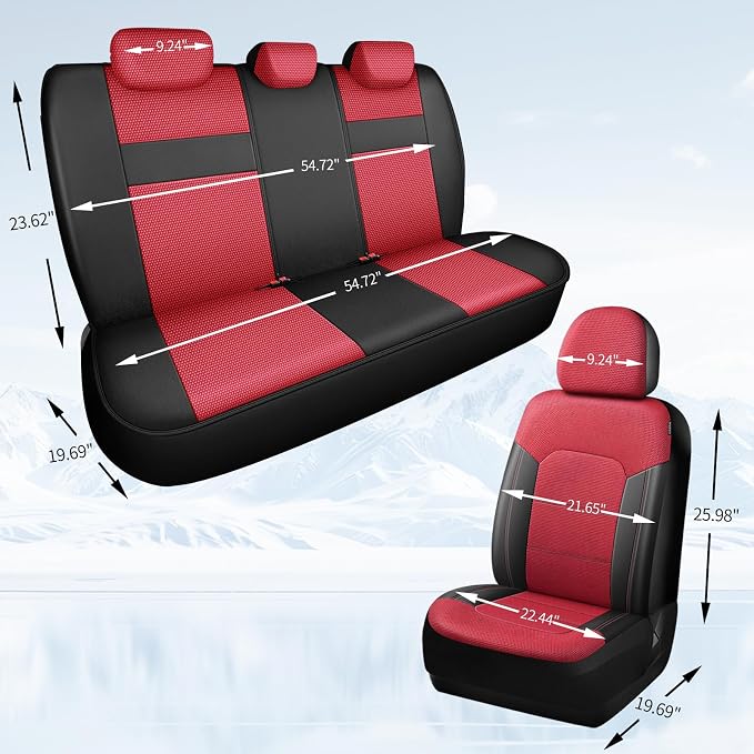 Universal Fabric Seat Covers — Black / Red