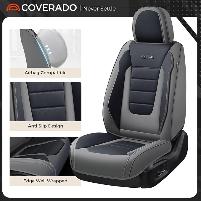 Universal Seat Covers — Full Set — Gray / Black