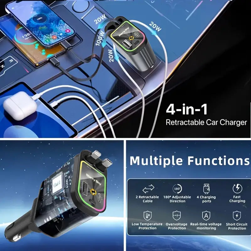 66W 4-in-1 Retractable Car Charger With Star Projector 71a920de-3a1a-4aea-ae5c-80d51eab6f0b