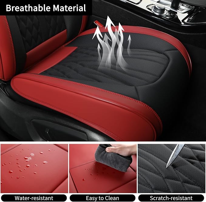 Universal Faux Leather Seat Covers — Red
