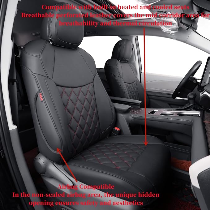Seat Covers for Toyota Sienna — Full Set — Black / Red