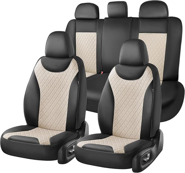 Universal Seat Covers — Full Set — Black / Beige
