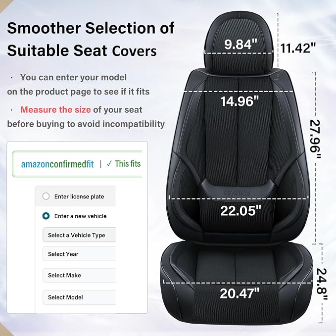 Universal Seat Covers — Front Seat — Black