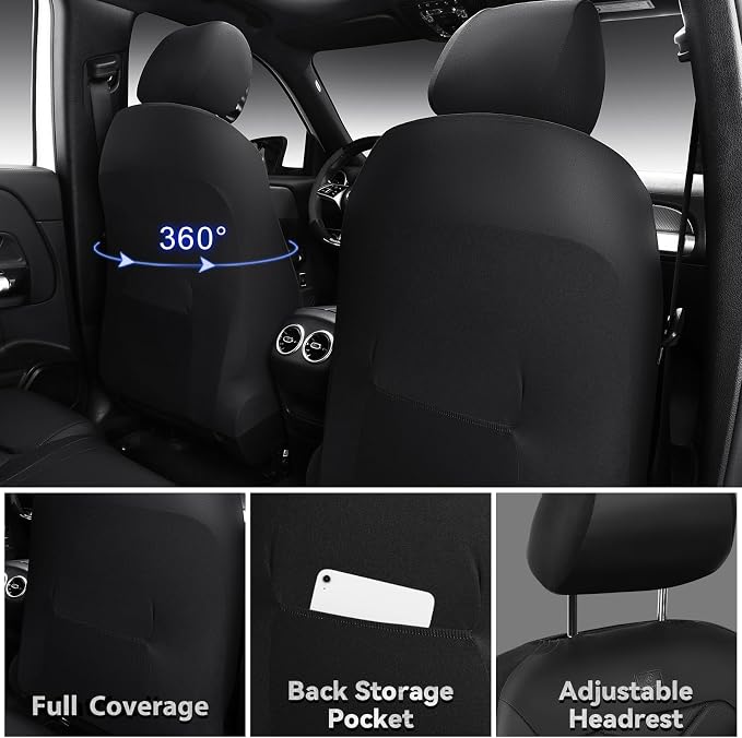Universal Faux Leather Seat Covers — Full Set — Black