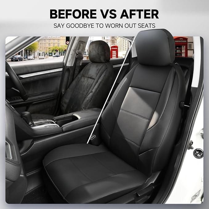 Faux Leather Seat Covers for Chevrolet Silverado / GMC Sierra — Front Seat — Black / Gray