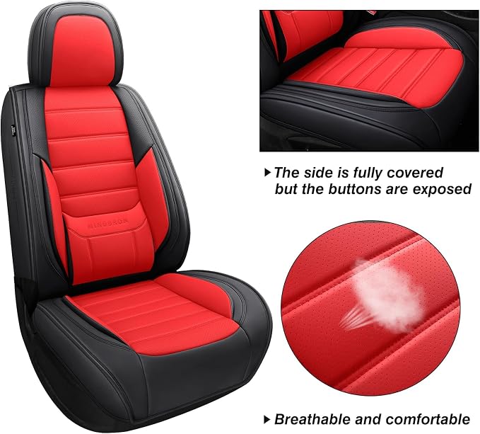 Universal Seat Covers — Full Set — Black / White / Red