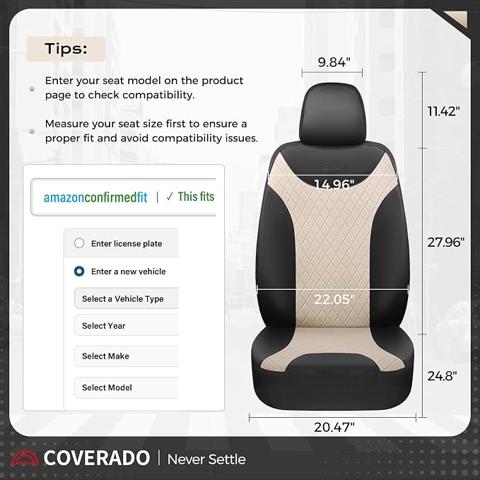 Universal Seat Covers — Full Set — Black / Beige