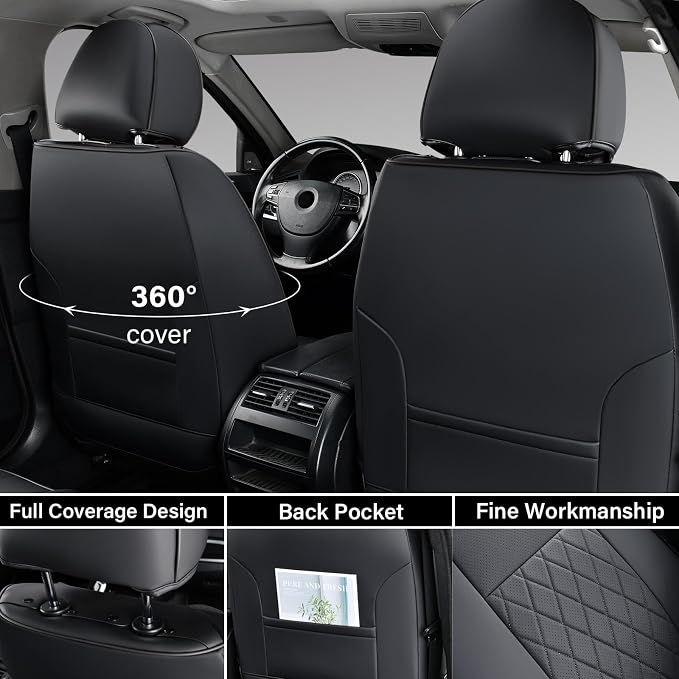 Faux Leather Seat Covers for Toyota Tacoma — Front Seat — Black