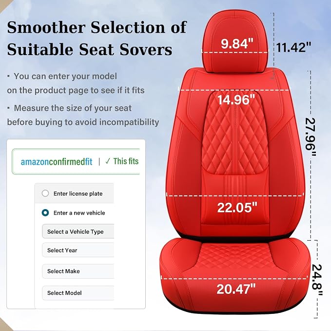Universal Seat Covers — Front Seat — Red