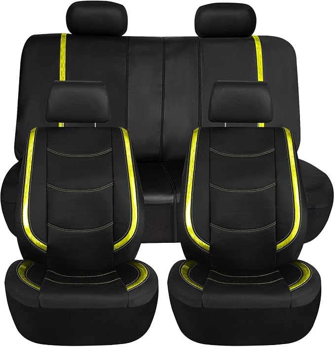 Universal Faux Leather Seat Covers — Full Set — Yellow