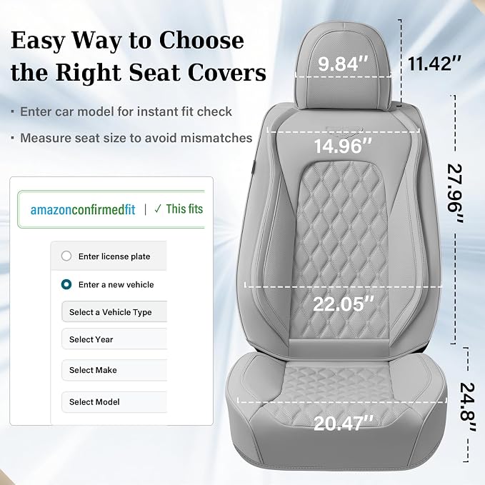 Universal Seat Covers — Front Seat — Gray