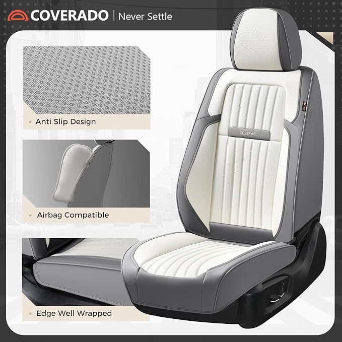 Universal Seat Covers — Full Set — Gray / White