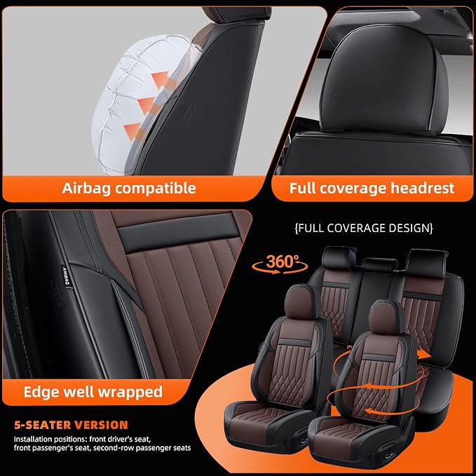 Universal Seat Covers — Full Set — Black / Brown