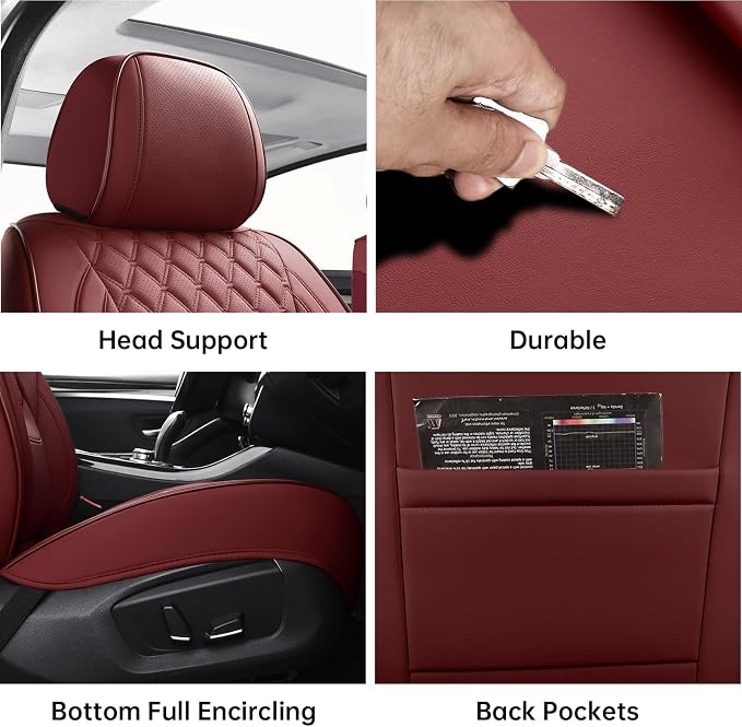 Universal Seat Covers — Full Set — Red / Burgundy