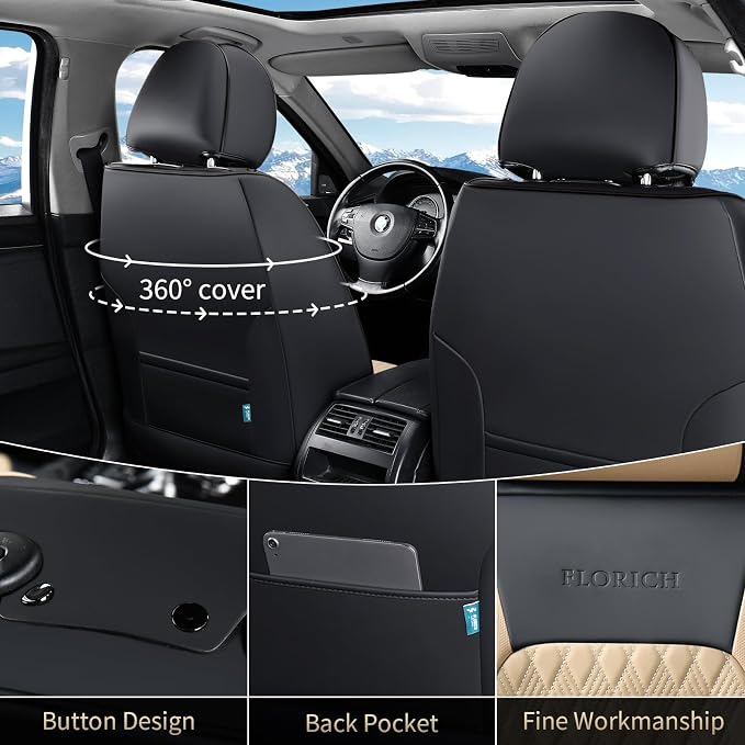 Universal Seat Covers — Front Seat — Black / Beige
