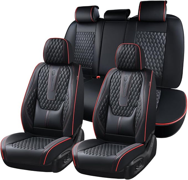 Universal Seat Covers — Full Set — Black / Red