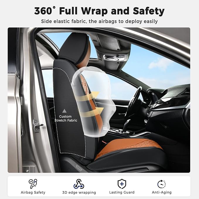 Universal Seat Covers — Full Set — Black / Brown