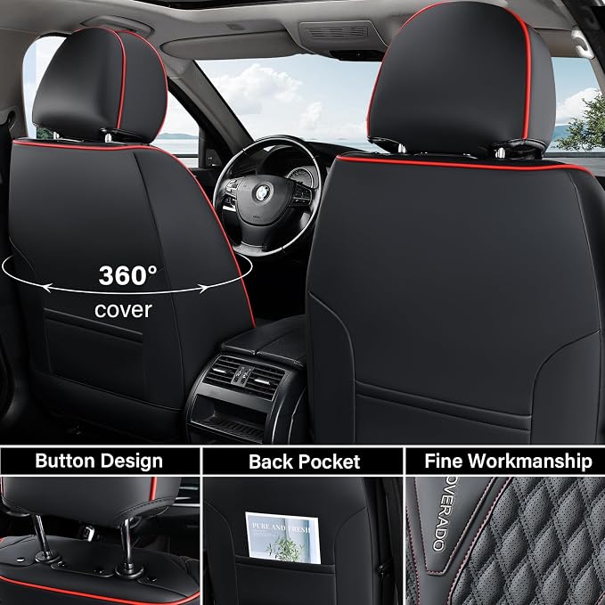 Universal Seat Covers — Full Set — Black / Red