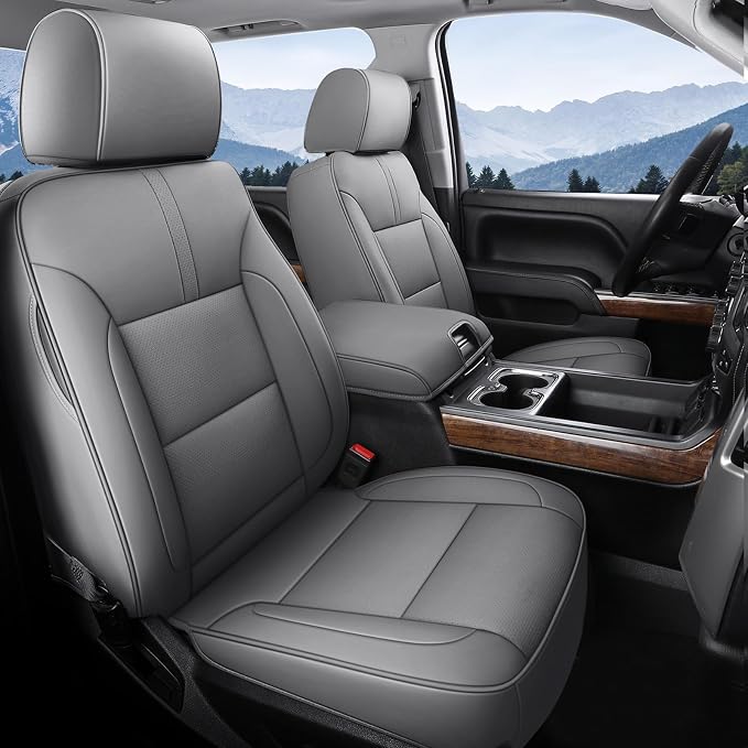 Faux Leather Seat Covers for Chevrolet Silverado / GMC Sierra — Front Seat — Gray