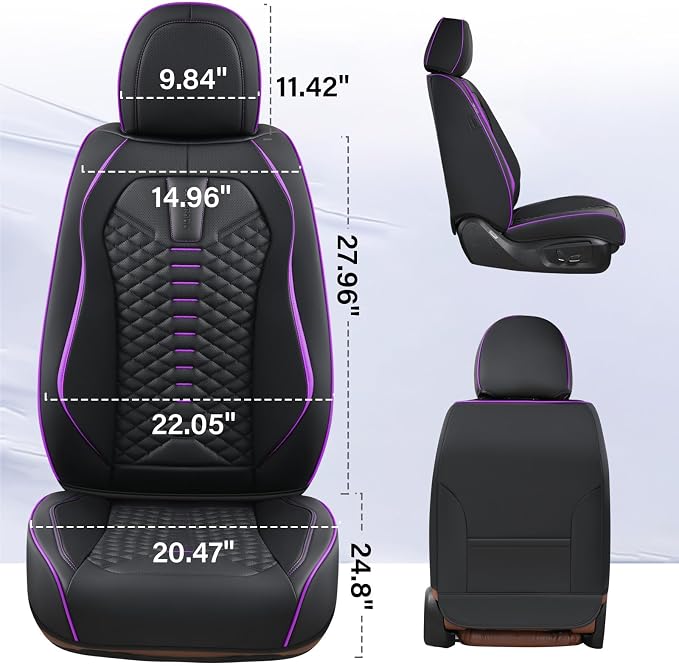 Universal Seat Covers — Full Set — Black / Purple