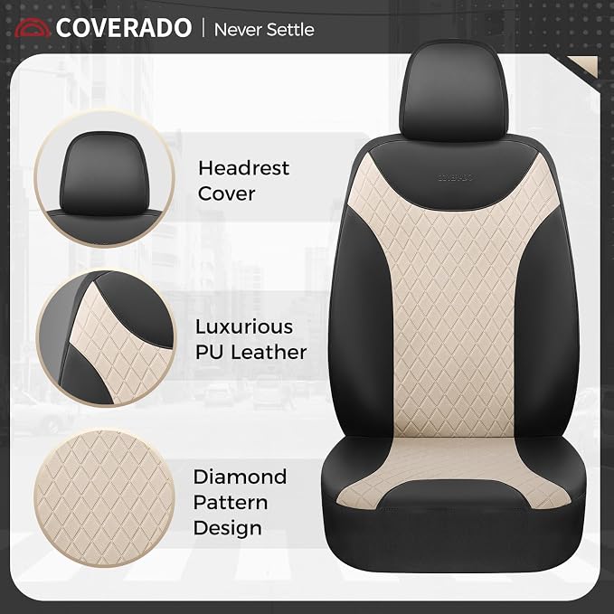 Universal Seat Covers — Full Set — Black / Beige