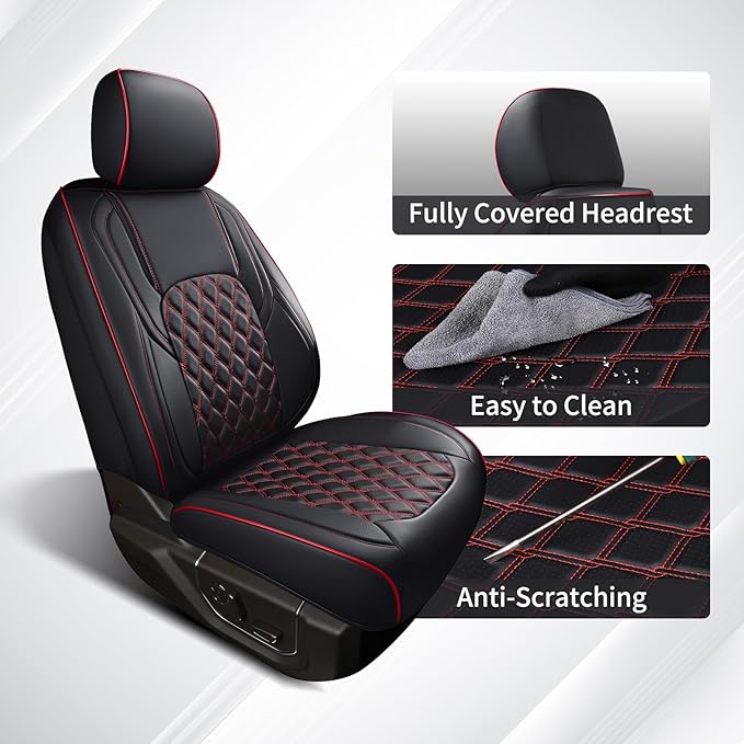 Seat Covers for Toyota Tacoma — Front Seat — Black / Red