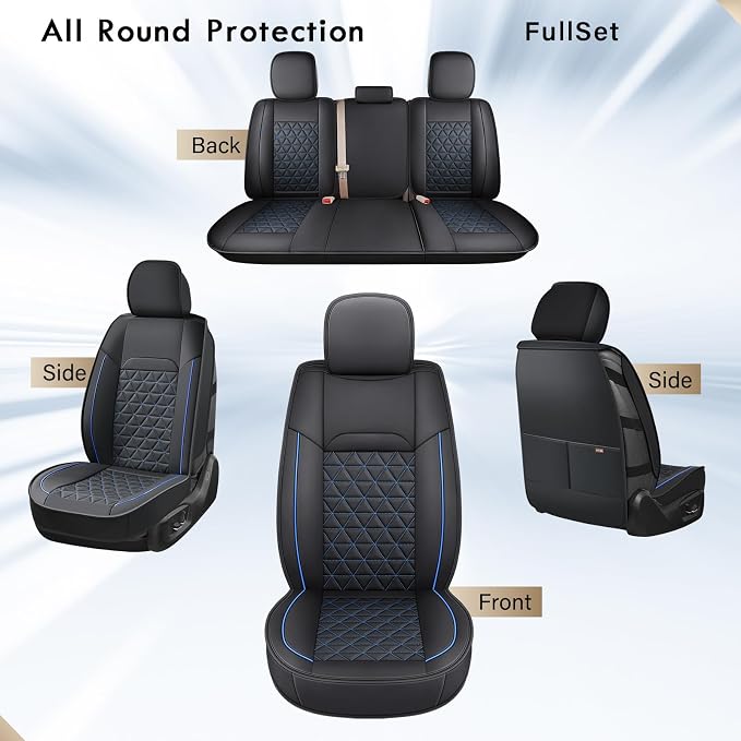 Seat Covers for Multiple Vehicles — Full Set — Black / Blue