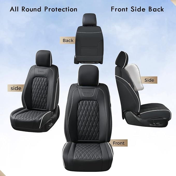 Seat Covers for Multiple Vehicles — Front Seat — Black / White